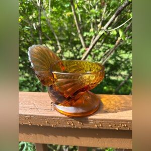 Amber Glass Decorative Turkey Bowl